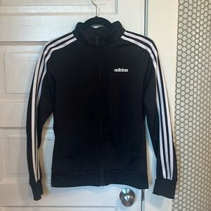 Adidas women’s black and white stripe track jacket size S